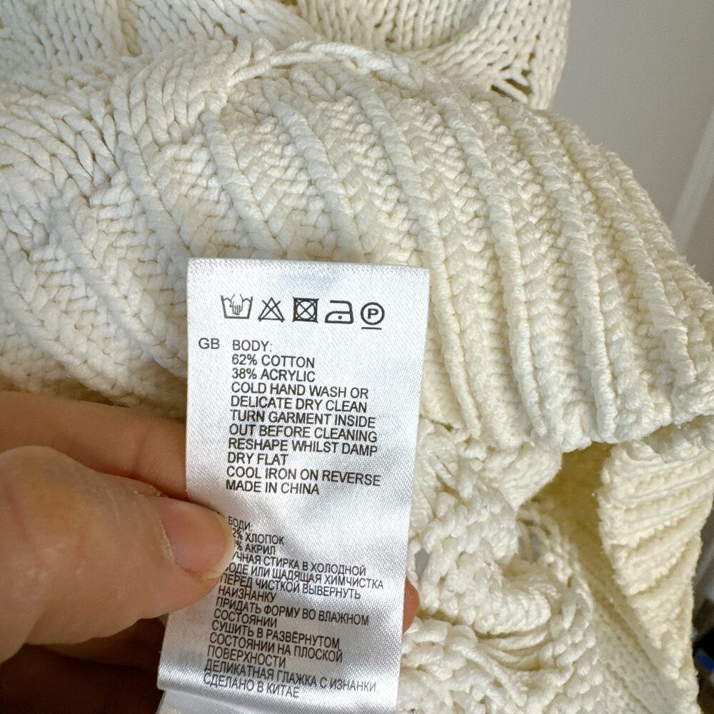 REISS Beatrix Long Sleeve Knit Mock Neck Pullover Sweater White | Small - Picture 5 of 11